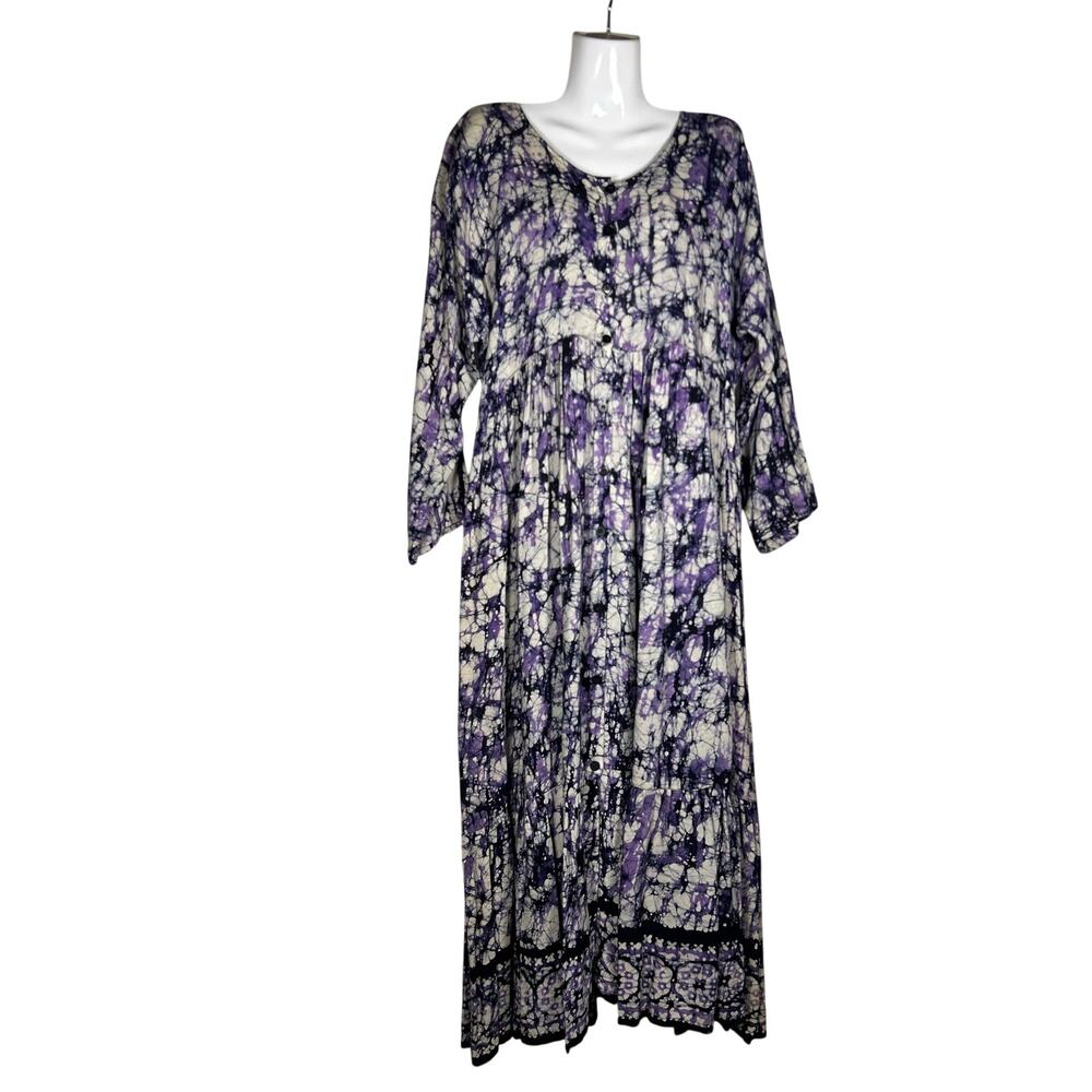 maxi cotton purple, black spiderweb prints dress Sz L button down fall Halloween
